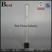 botella de corcho de vidrio transparente de tamaño personalizado 50 ml 100 ml tubos de ensayo de fondo de la industria química médica con tapones de rosca